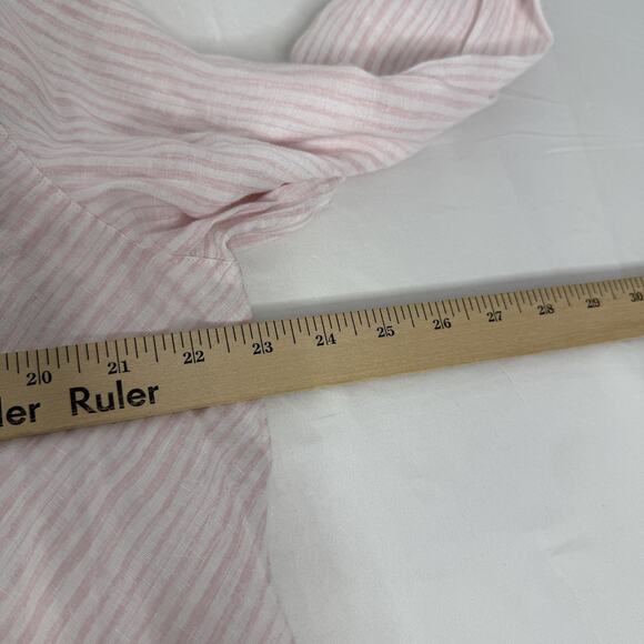 J Jill Shirt Womens Large Pink White Striped Love Linen Button Front Long Sleeve - Picture 7 of 8